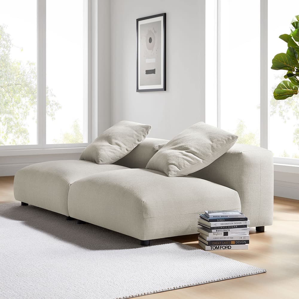 Solace 2-Piece Modular Upholstered Fabric Sofa in Linen by Modway - Image 7