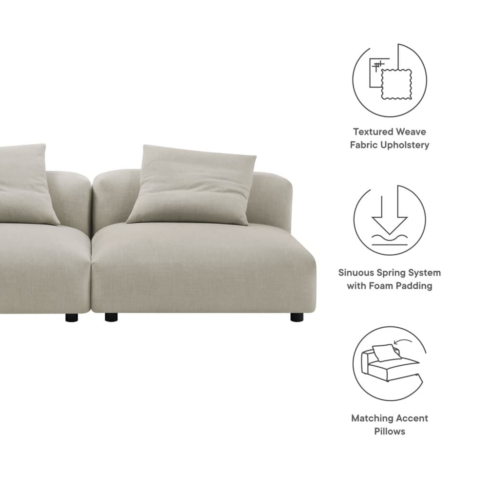 Solace 2-Piece Modular Upholstered Fabric Sofa in Linen by Modway - Image 2