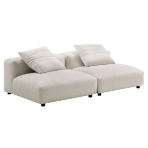 Solace 2-Piece Modular Upholstered Fabric Sofa in Salt by Modway