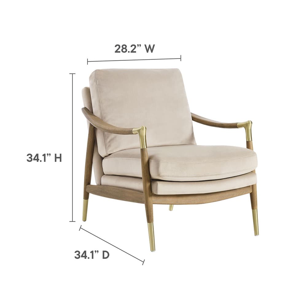 Langford Performance Velvet Accent Armchair in Almond Walnut by Modway - Image 3