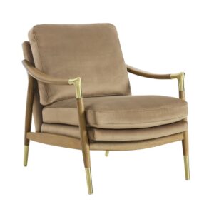 Langford Performance Velvet Accent Armchair in Taupe Walnut by Modway