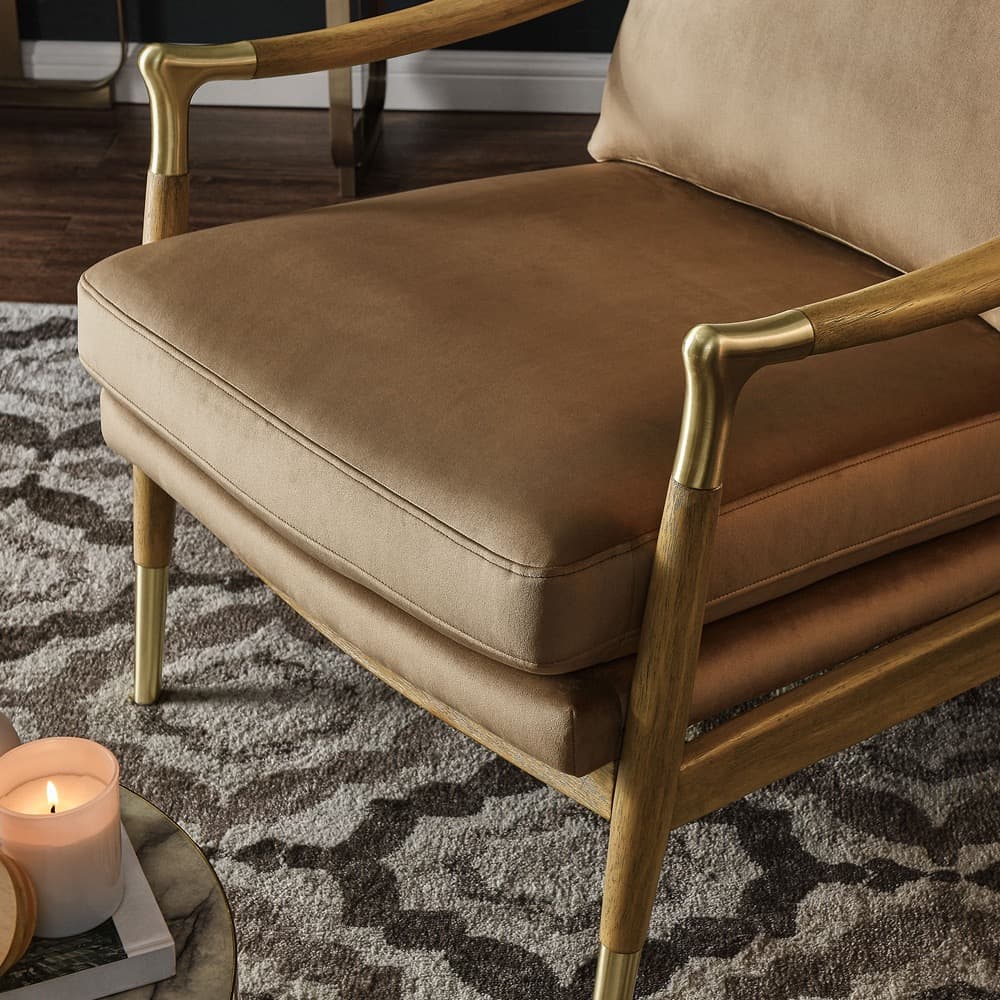 Langford Performance Velvet Accent Armchair in Taupe Walnut by Modway - Image 9