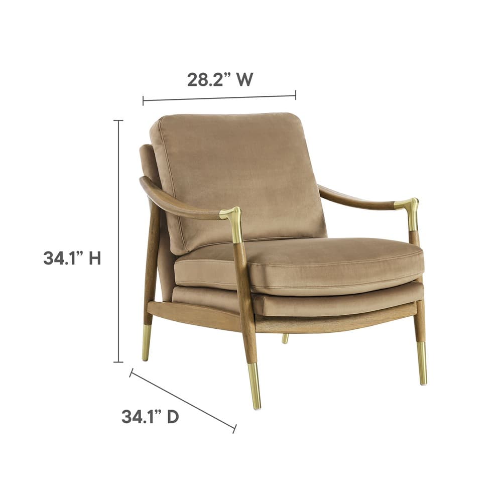 Langford Performance Velvet Accent Armchair in Taupe Walnut by Modway - Image 3