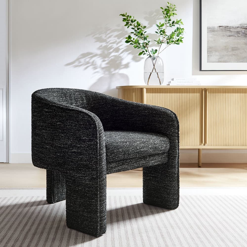 Greer Boucle Fabric Upholstered Accent Armchair in Charcoal by Modway - Image 8