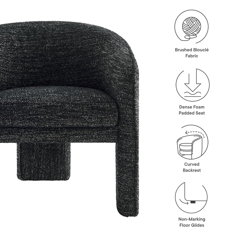 Greer Boucle Fabric Upholstered Accent Armchair in Charcoal by Modway - Image 3