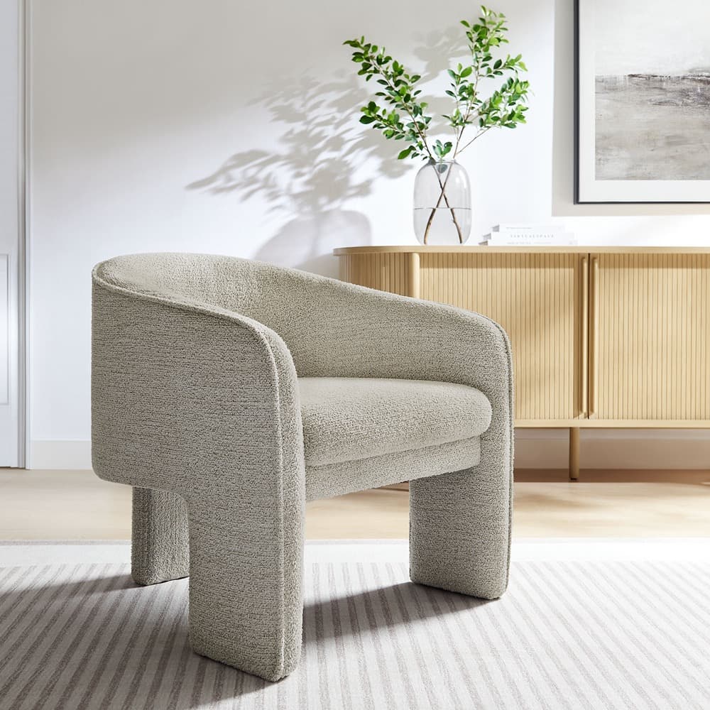 Greer Boucle Fabric Upholstered Accent Armchair in Parchment by Modway - Image 8