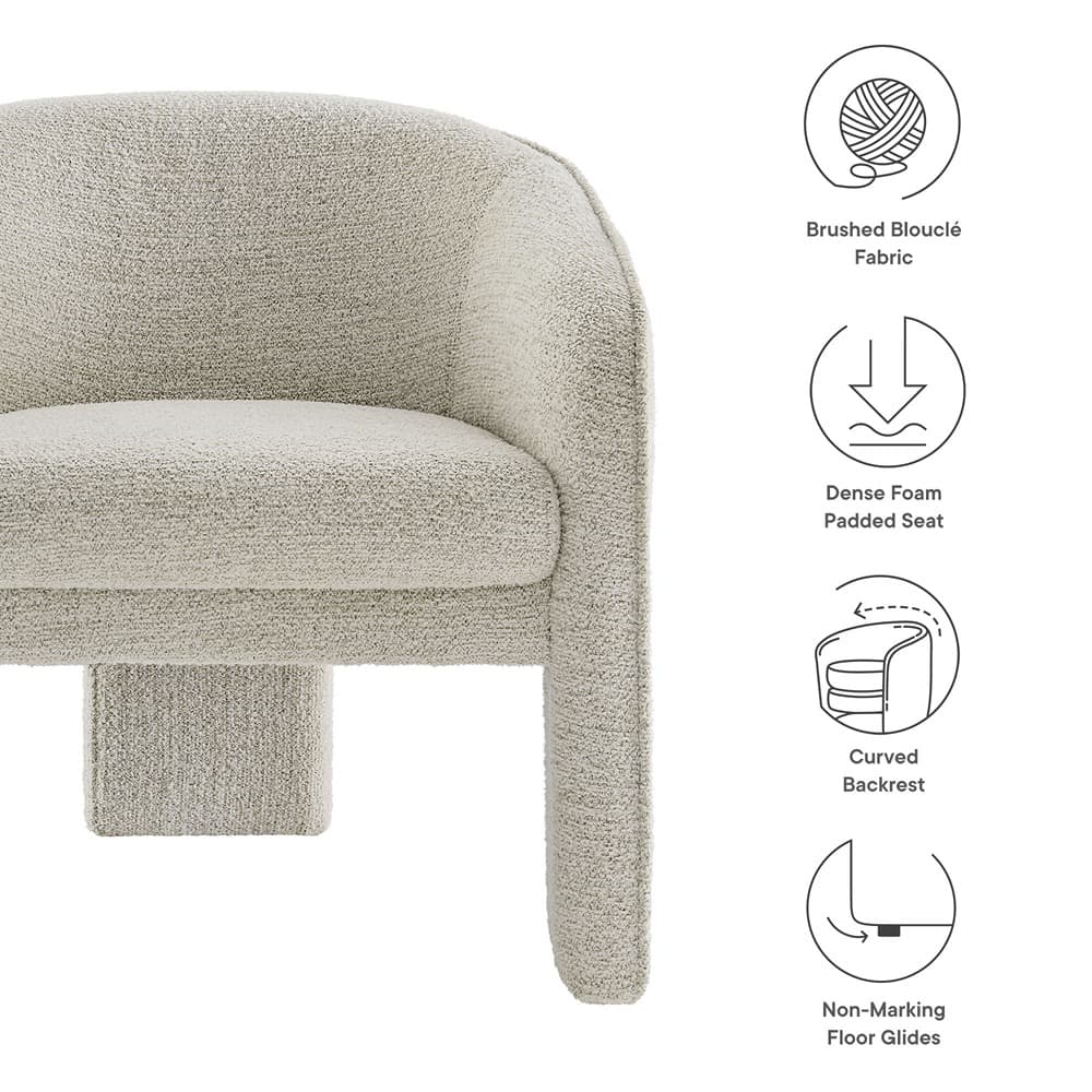 Greer Boucle Fabric Upholstered Accent Armchair in Parchment by Modway - Image 3