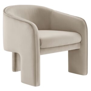 Greer Performance Velvet Upholstered Accent Armchair in Almond by Modway
