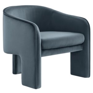 Greer Performance Velvet Upholstered Accent Armchair in Cadet Blue by Modway