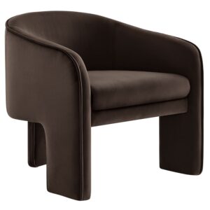 Greer Performance Velvet Upholstered Accent Armchair in Chocolate Brown by Modway