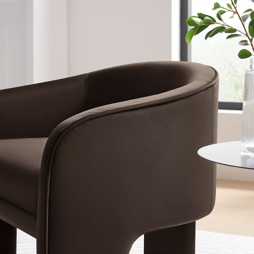 Greer Performance Velvet Upholstered Accent Armchair in Chocolate Brown by Modway - Image 9