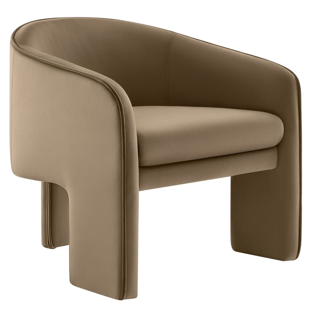 Greer Performance Velvet Upholstered Accent Armchair in Taupe by Modway