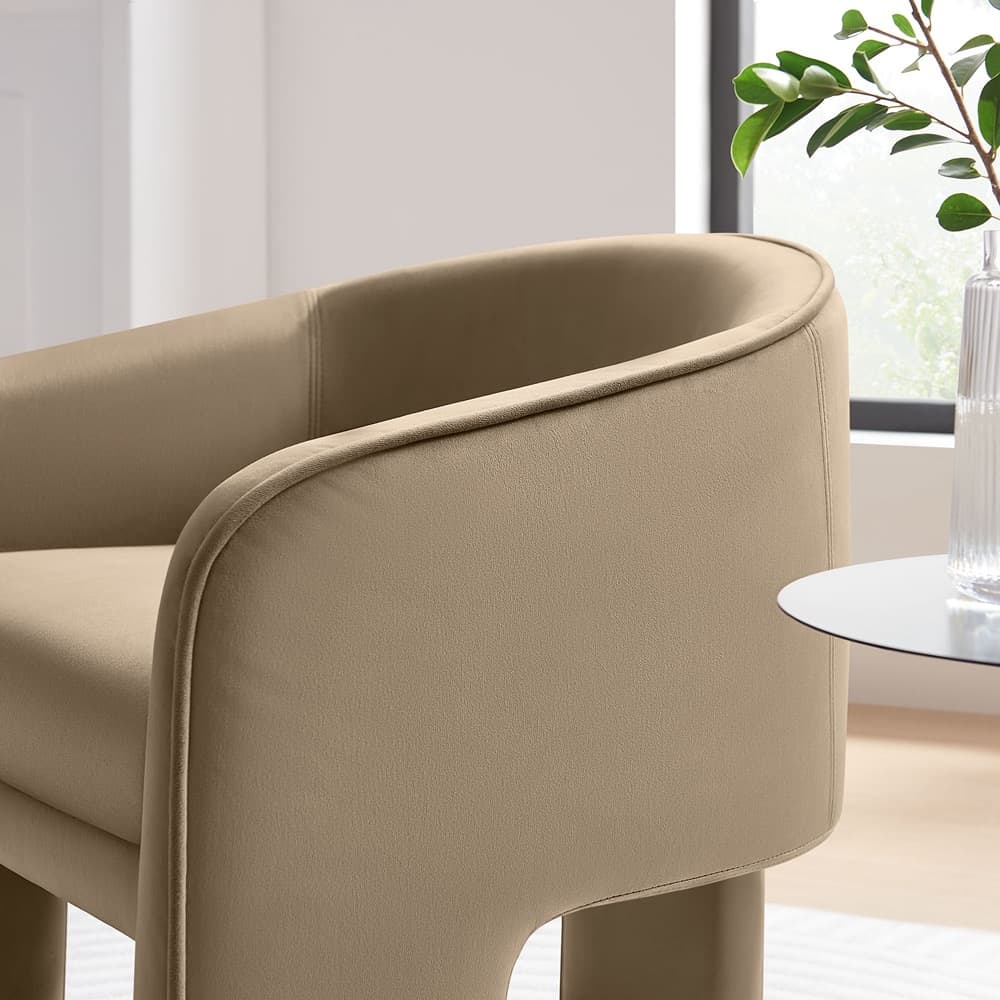 Greer Performance Velvet Upholstered Accent Armchair in Taupe by Modway - Image 9