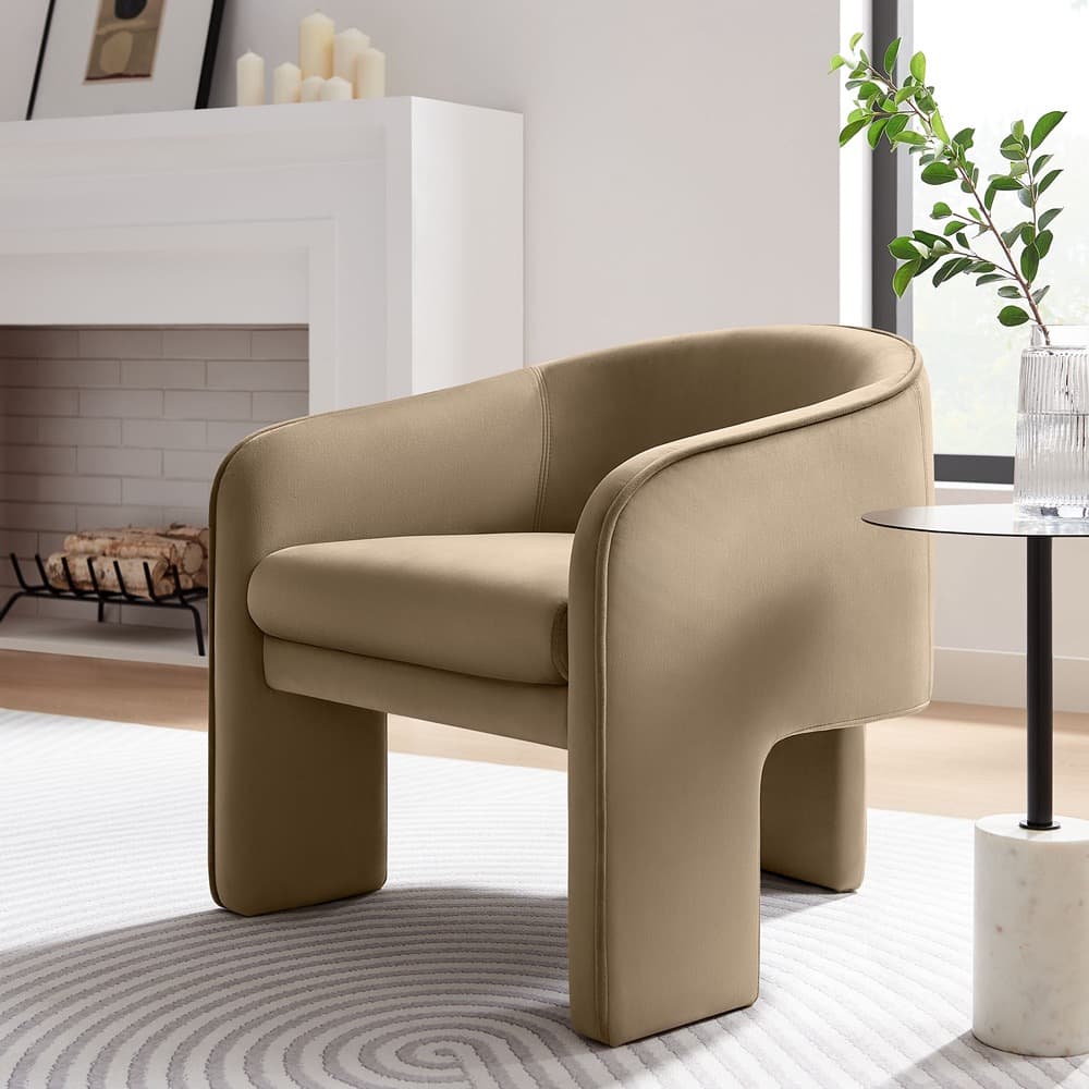 Greer Performance Velvet Upholstered Accent Armchair in Taupe by Modway - Image 8