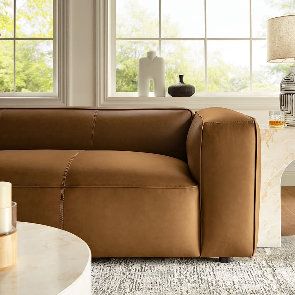 Auren Upholstered Vegan Leather Sofa in Camel by Modway - Image 10