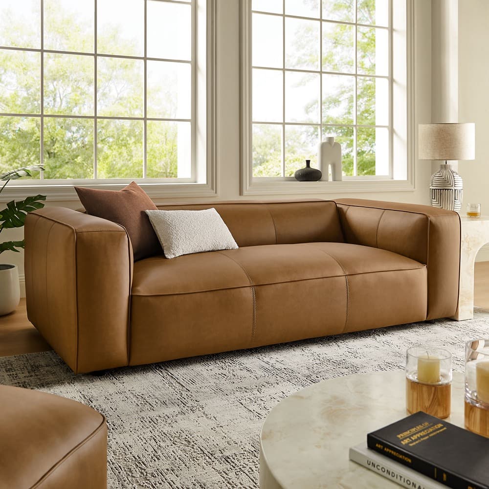 Auren Upholstered Vegan Leather Sofa in Camel by Modway - Image 9