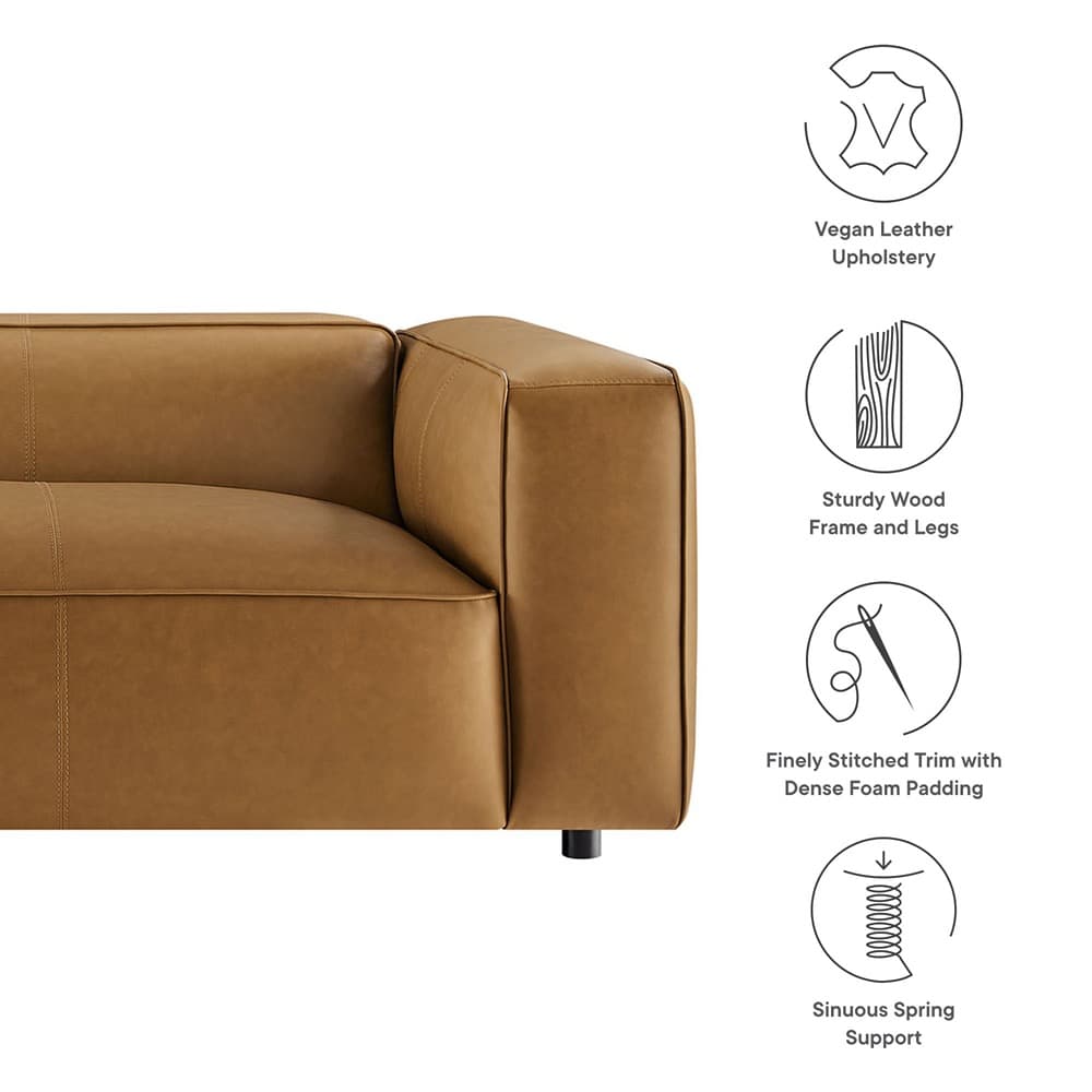 Auren Upholstered Vegan Leather Sofa in Camel by Modway - Image 3