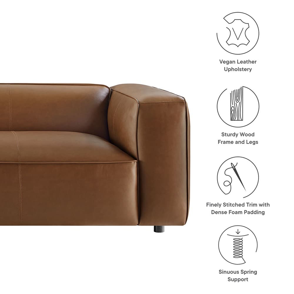Auren Upholstered Vegan Leather Sofa in Coffee by Modway - Image 3