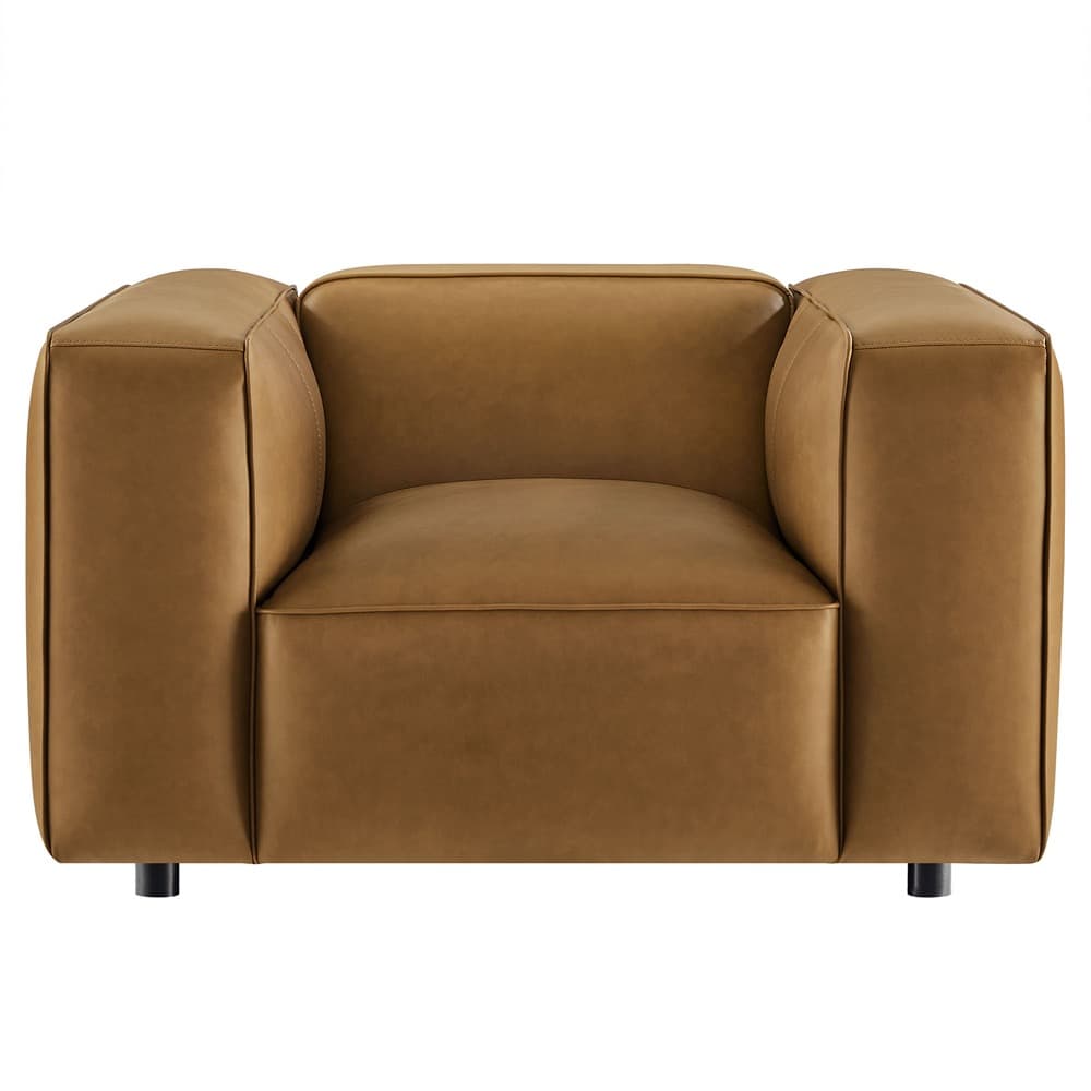 Auren Upholstered Vegan Leather Modular Armchair in Camel by Modway - Image 6