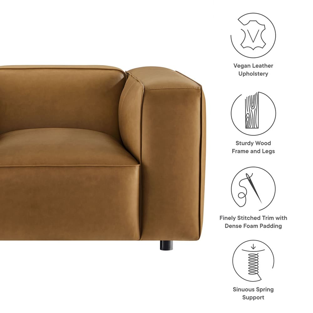Auren Upholstered Vegan Leather Modular Armchair in Camel by Modway - Image 2