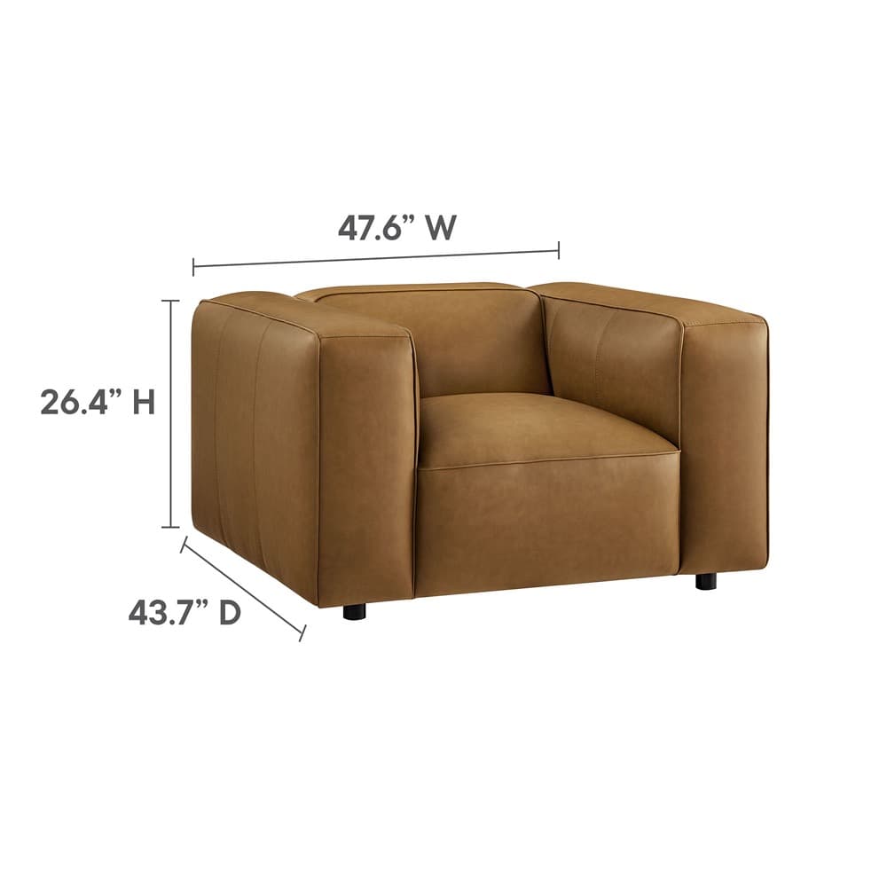 Auren Upholstered Vegan Leather Modular Armchair in Camel by Modway - Image 3