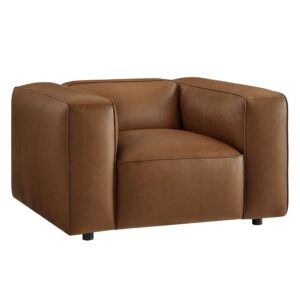 Auren Upholstered Vegan Leather Modular Armchair in Coffee by Modway