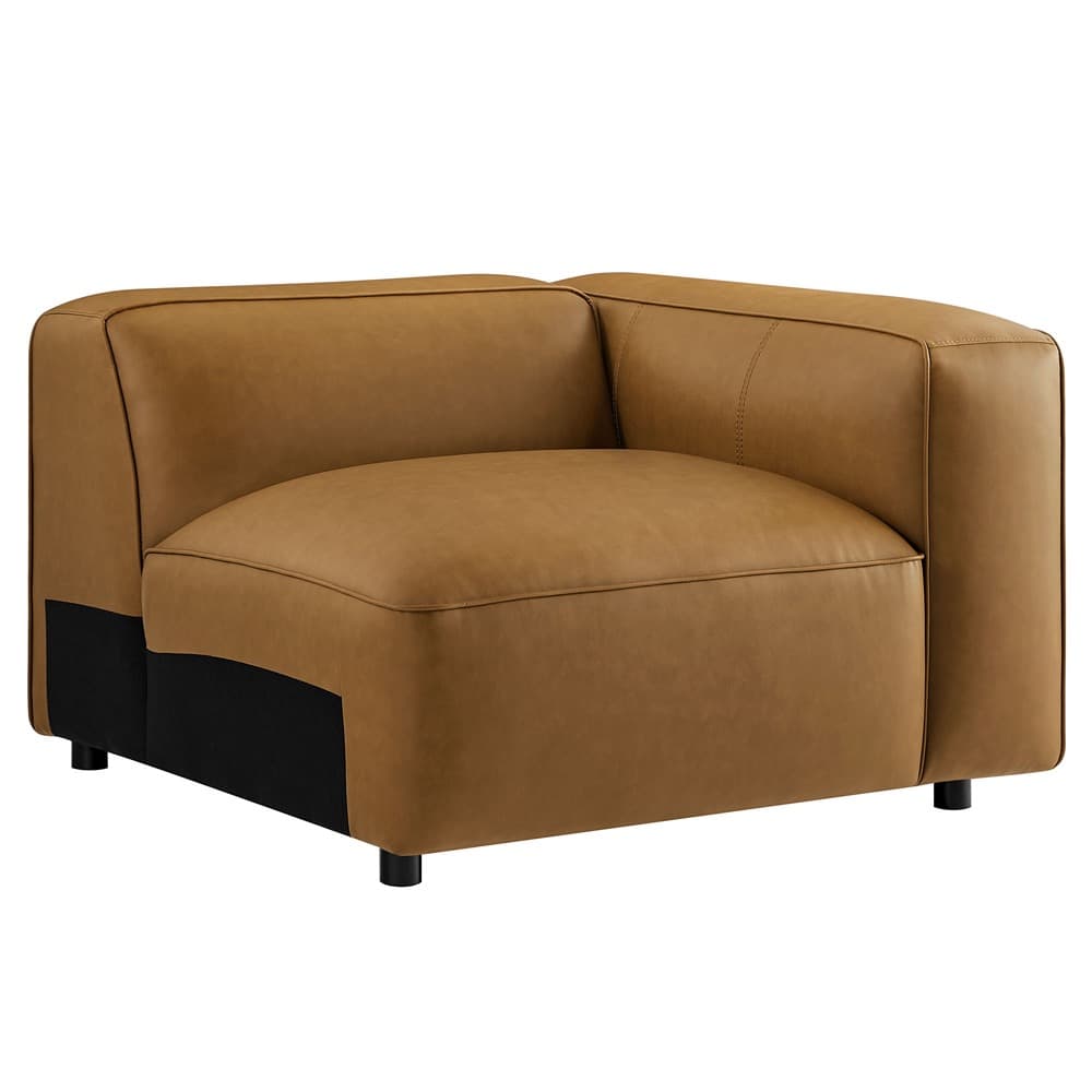 Auren Upholstered Vegan Leather Modular Right Armchair in Camel by Modway