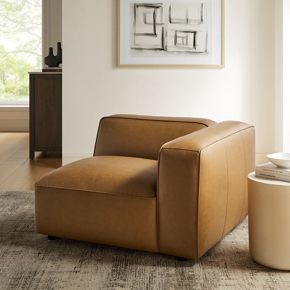Auren Upholstered Vegan Leather Modular Right Armchair in Camel by Modway - Image 9