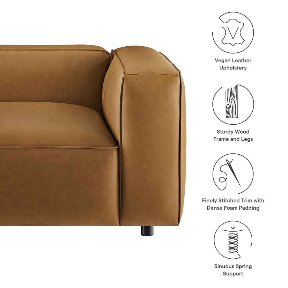 Auren Upholstered Vegan Leather Modular Right Armchair in Camel by Modway - Image 3