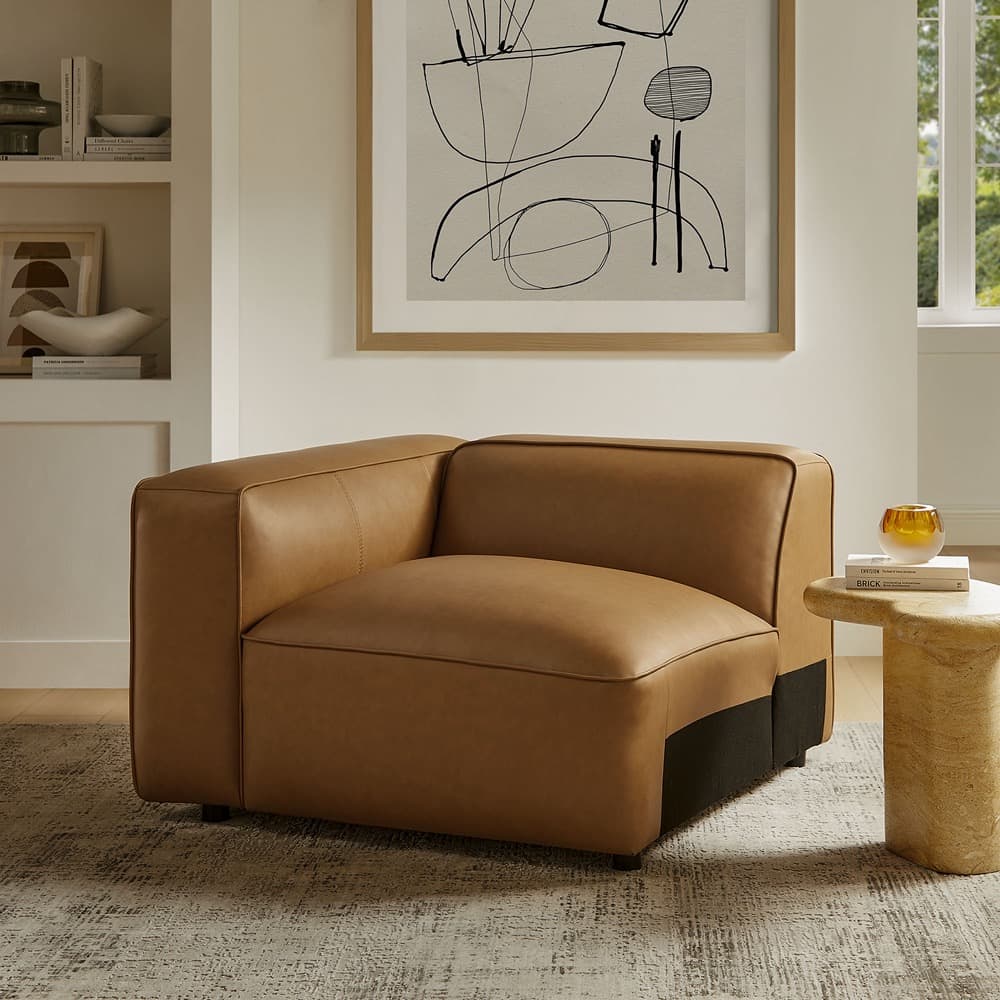 Auren Upholstered Vegan Leather Modular Left Armchair in Camel by Modway - Image 9