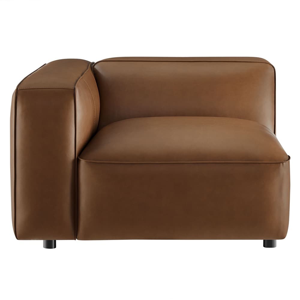 Auren Upholstered Vegan Leather Modular Left Armchair in Coffee by Modway - Image 6