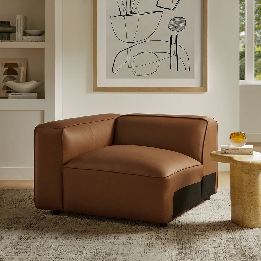 Auren Upholstered Vegan Leather Modular Left Armchair in Coffee by Modway - Image 9