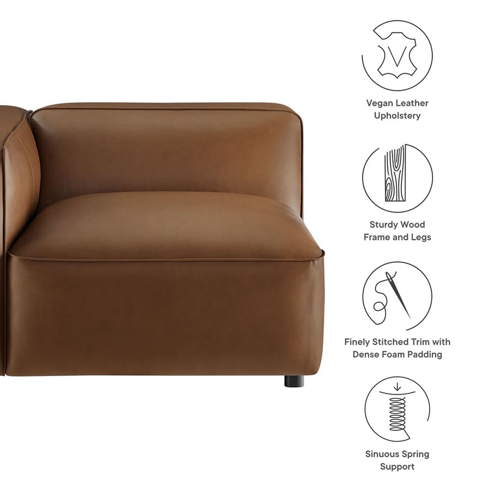 Auren Upholstered Vegan Leather Modular Left Armchair in Coffee by Modway - Image 3