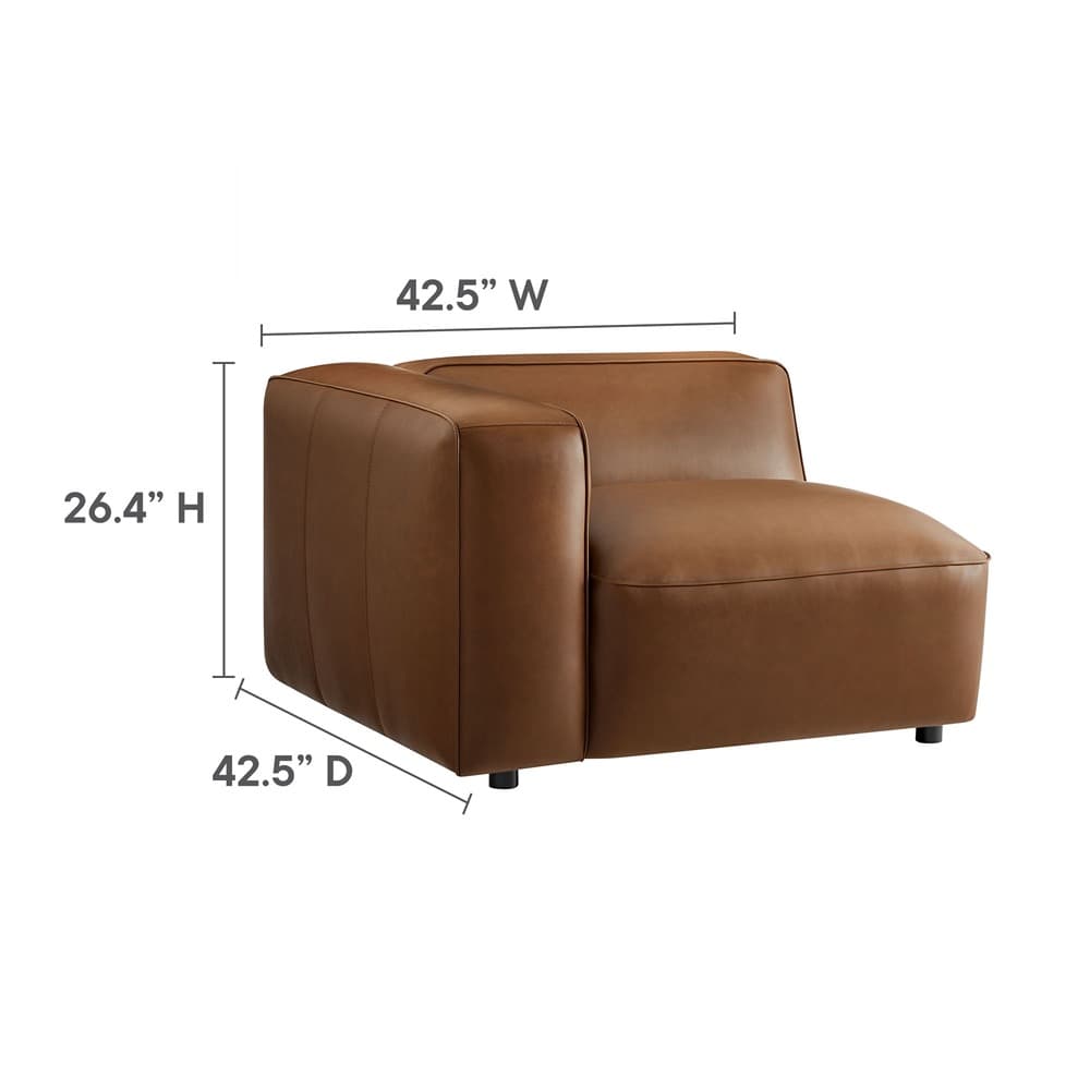 Auren Upholstered Vegan Leather Modular Left Armchair in Coffee by Modway - Image 2