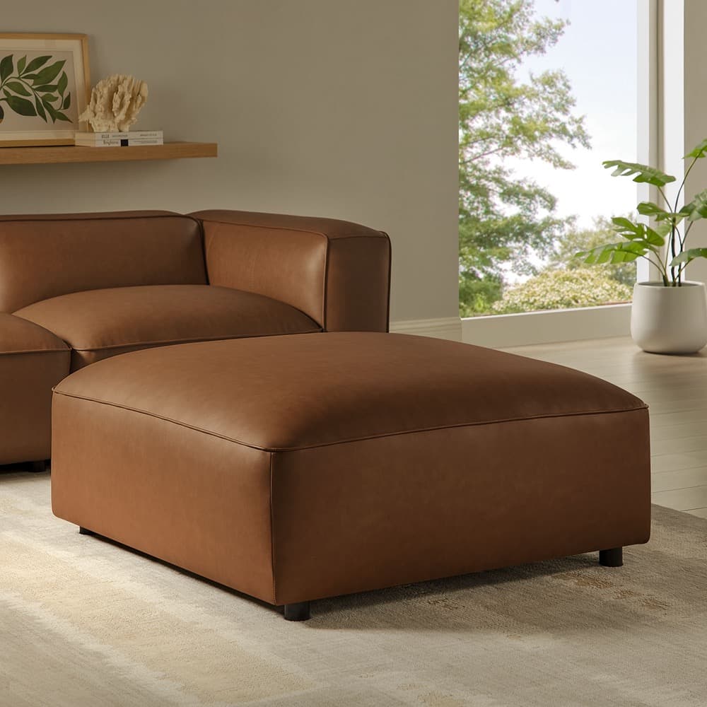 Auren Upholstered Vegan Leather Ottoman in Coffee by Modway - Image 8