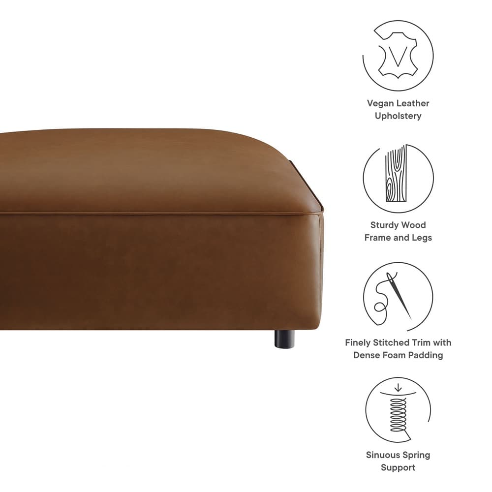 Auren Upholstered Vegan Leather Ottoman in Coffee by Modway - Image 3