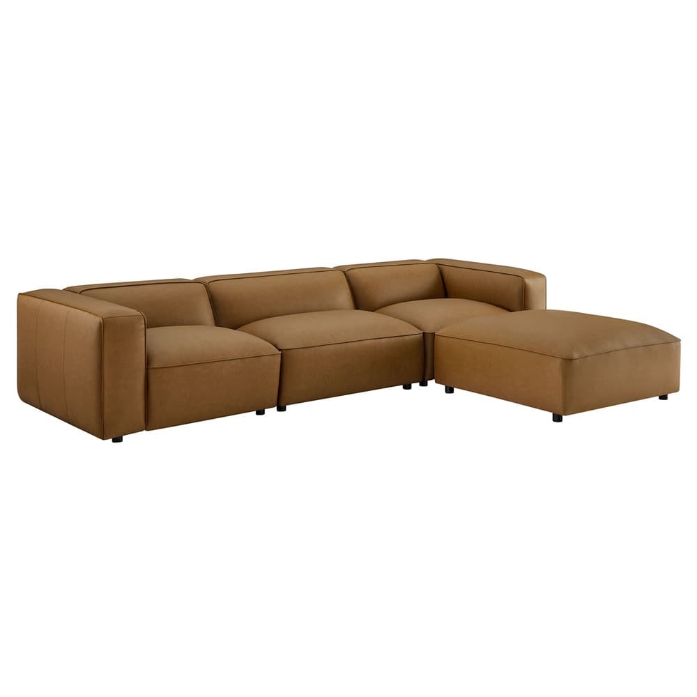 Auren 4-Piece Vegan Leather Modular Sofa Set in Camel by Modway
