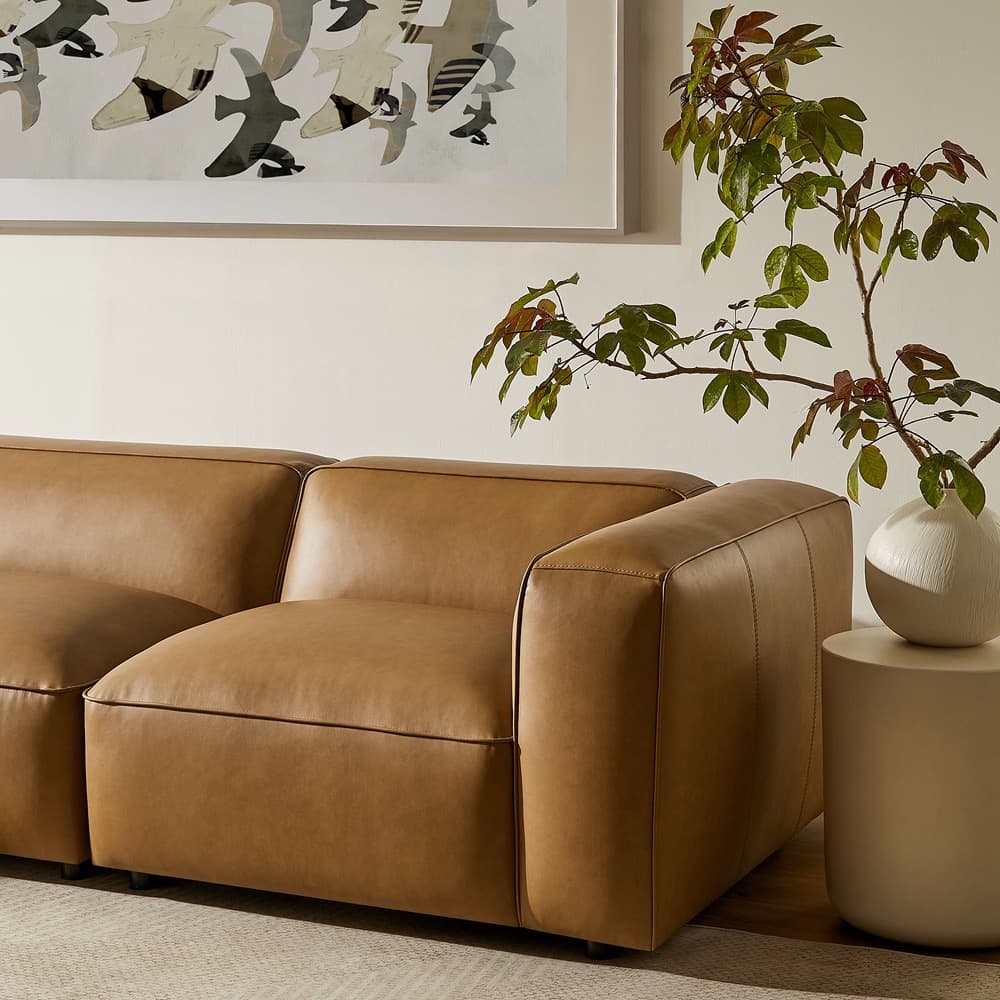 Auren 4-Piece Vegan Leather Modular Sofa Set in Camel by Modway - Image 9