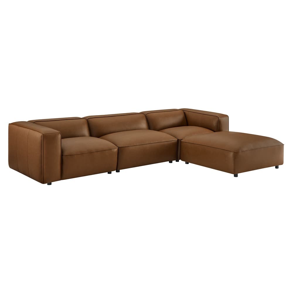 Auren 4-Piece Vegan Leather Modular Sofa Set in Coffee by Modway