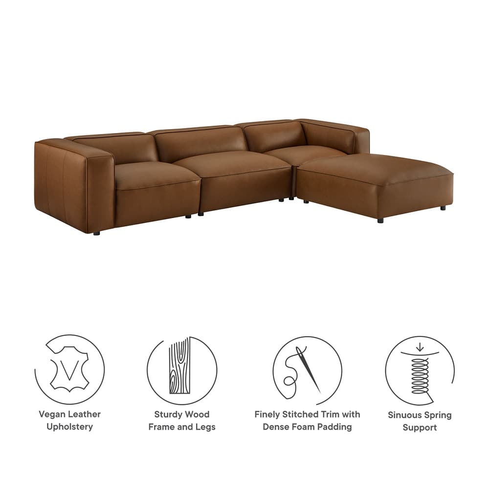 Auren 4-Piece Vegan Leather Modular Sofa Set in Coffee by Modway - Image 5