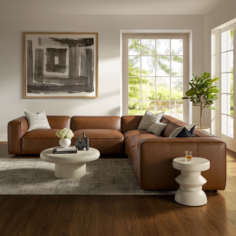 Auren 5-Piece Upholstered Vegan Leather Modular L-Shaped Sofa in Coffee by Modway - Image 8
