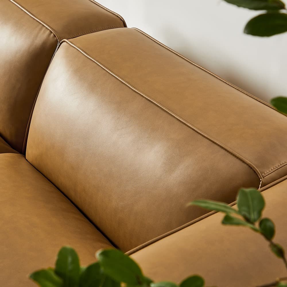Auren 3-Piece Upholstered Vegan Leather Modular Loveseat with Ottoman in Camel by Modway - Image 8