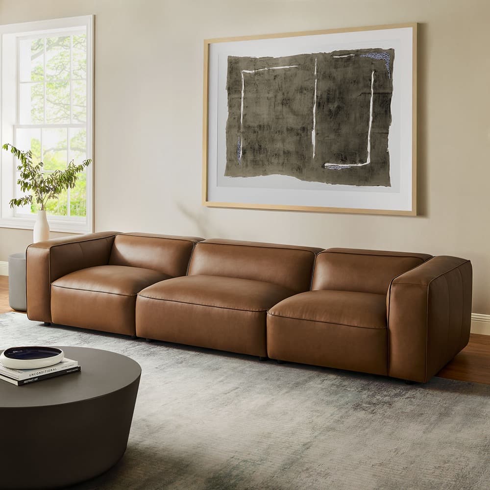 Auren 3-Piece Upholstered Vegan Leather Modular Sofa in Coffee by Modway - Image 7