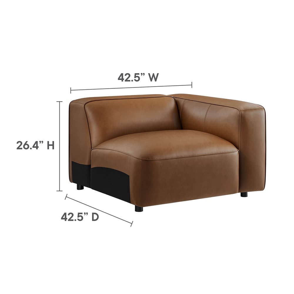Auren 3-Piece Upholstered Vegan Leather Modular Sofa in Coffee by Modway - Image 4