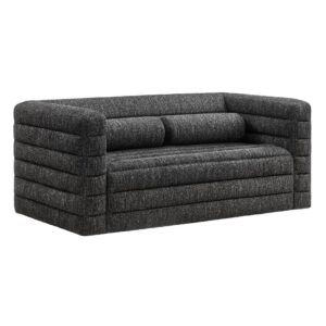 Relle Channel Tufted Boucle Upholstered Loveseat in Charcoal by Modway