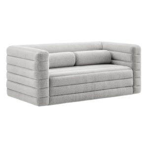 Relle Channel Tufted Boucle Upholstered Loveseat in Newsprint by Modway