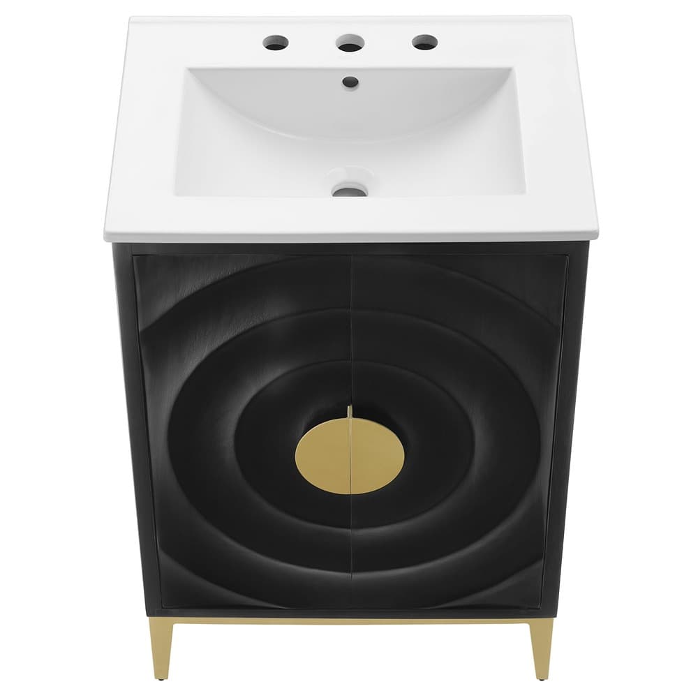 Beau 24" Wood Bathroom Vanity with Basin in White Black by Modway - Image 8