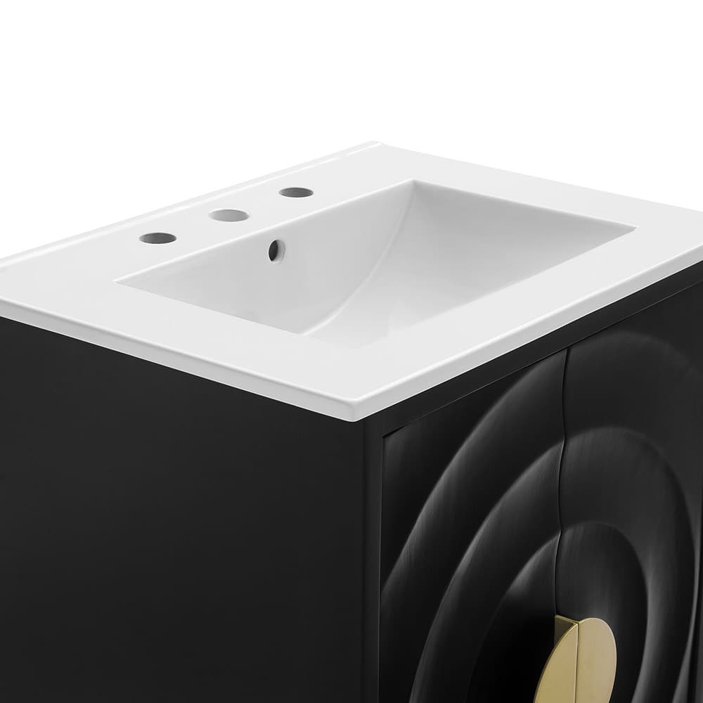 Beau 24" Wood Bathroom Vanity with Basin in White Black by Modway - Image 9