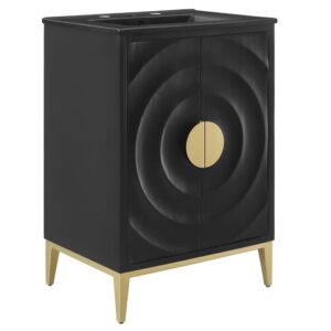 Beau 24" Wood Bathroom Vanity with Basin in Black Black by Modway