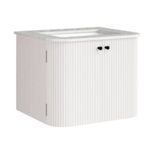 Zia 24" Wall-Mount Bathroom Vanity with Marble Sink in Ivory by Modway